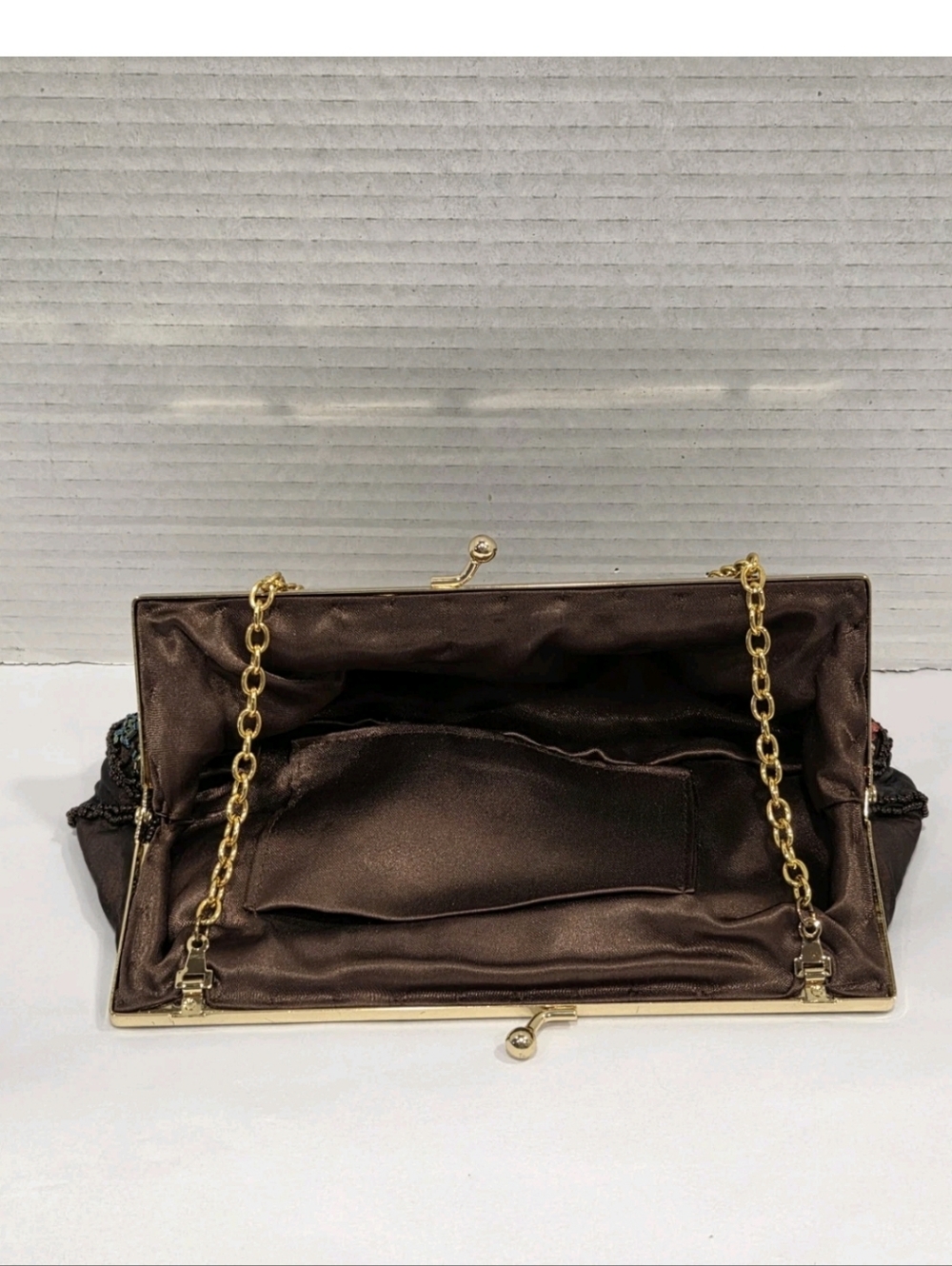 Vintage 90s Y2k Floral Beaded Clutch Handbag - Picture 4 of 8
